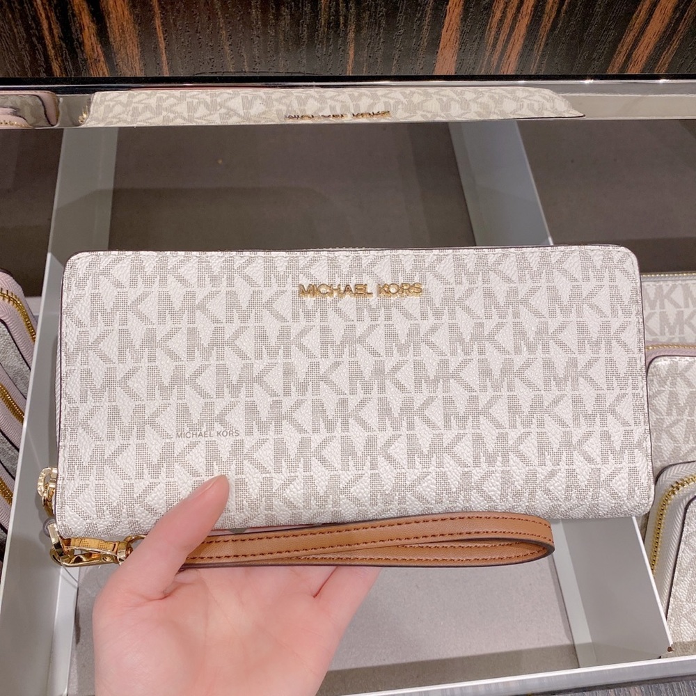 Michael Kors White and Brown Wallet